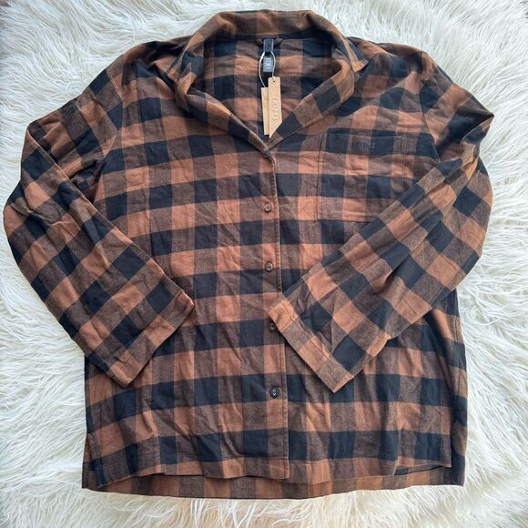 Skims Flannel Sleep Top Jasper Buffalo Check Size Large - Picture 3 of 11